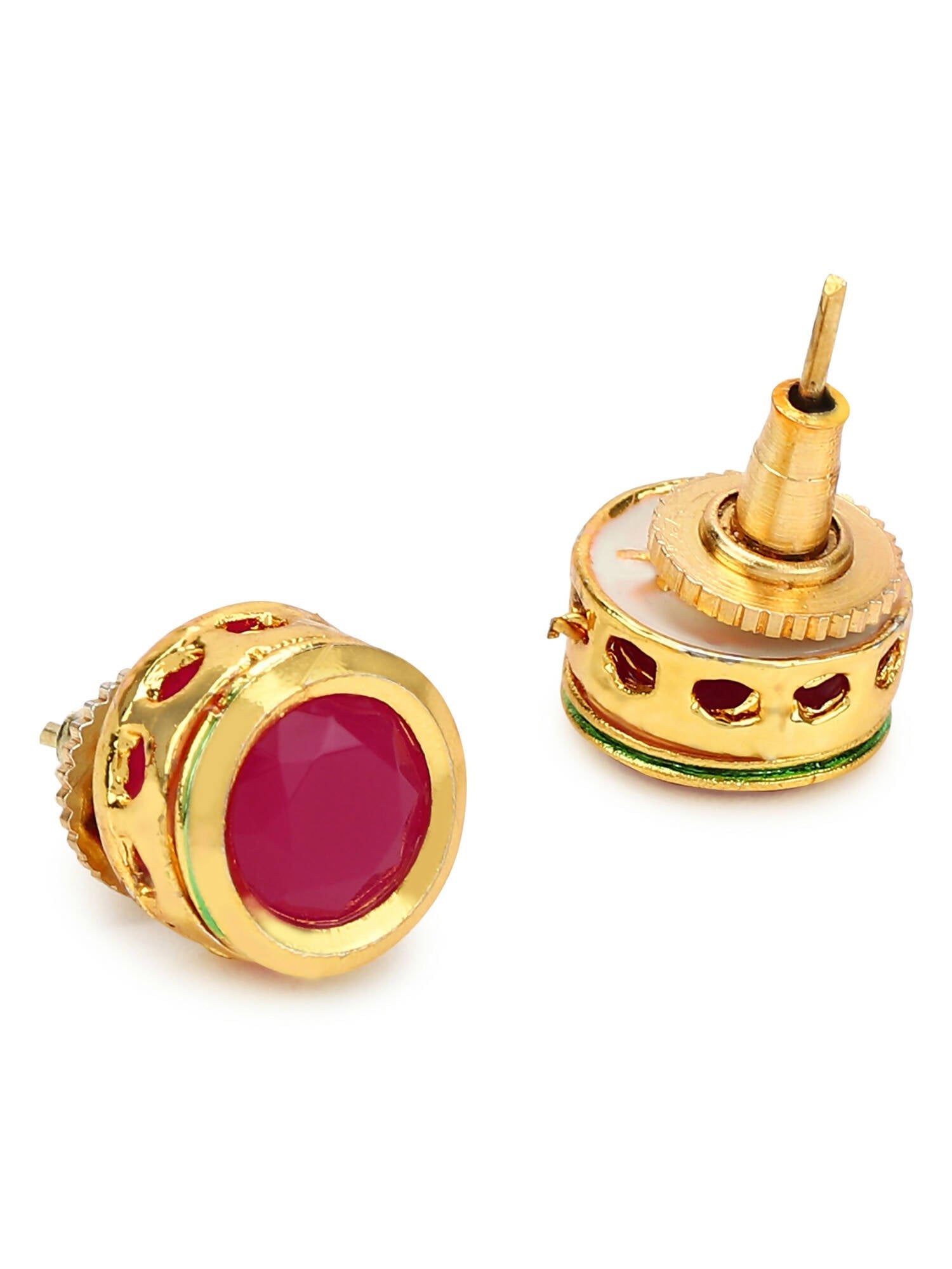 Maroon Circular Studs Earrings - Ruby Raang - Grab2buy