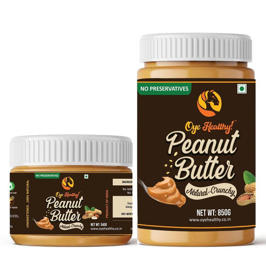Oye Healthy Peanut Butter Natural Crunchy - Combo (850gm+340gm) | Grab2Buy