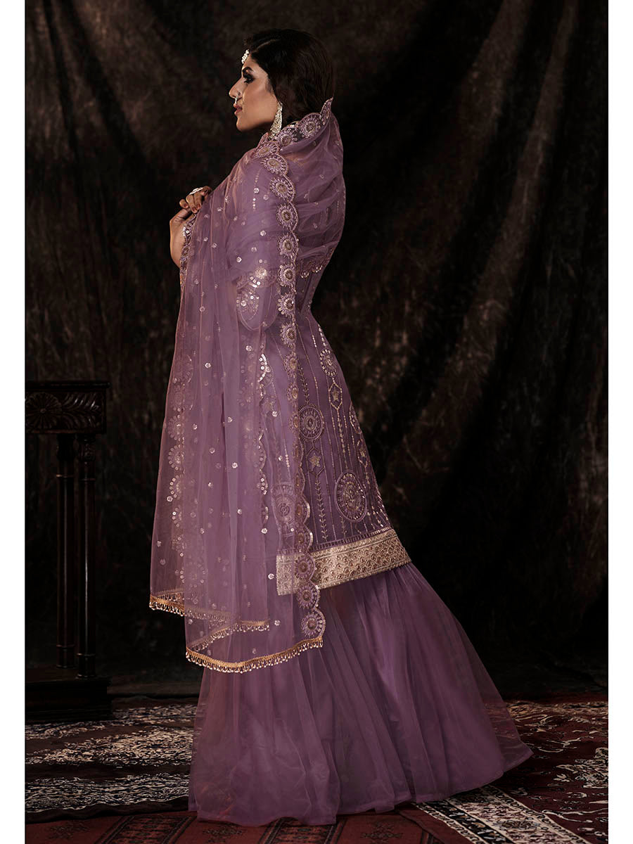 Myra Onion Net Embroidered Sharara Suit 