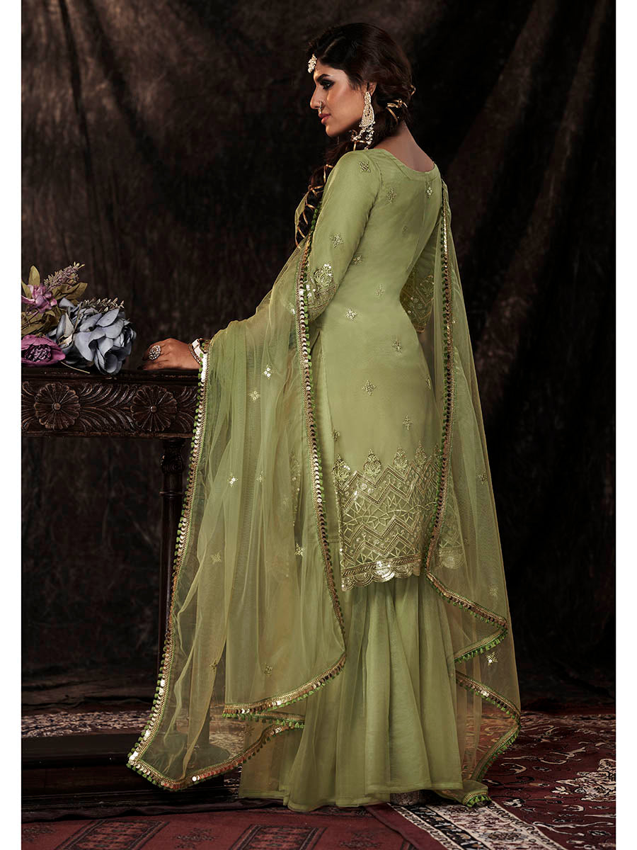 Myra Parrot Net Embroidered Sharara Suit 