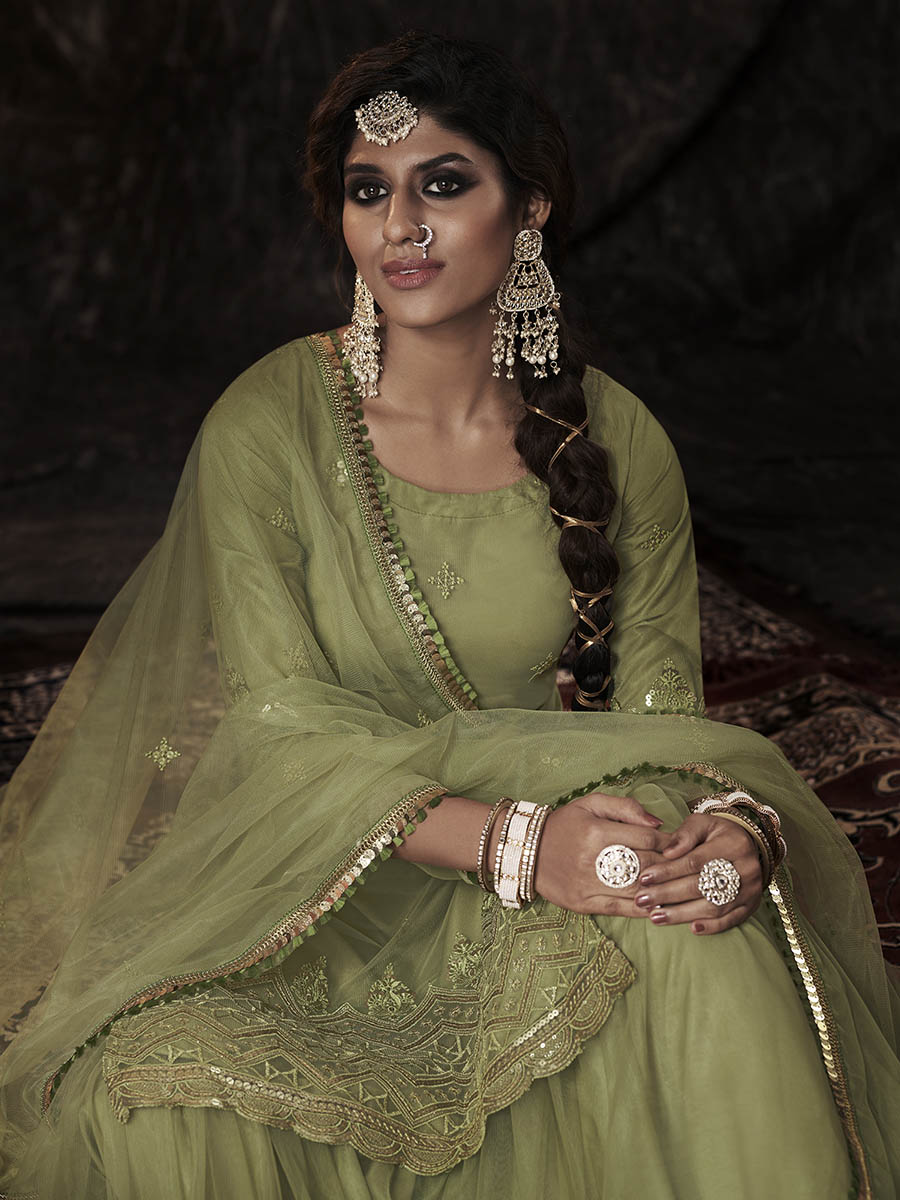 Myra Parrot Net Embroidered Sharara Suit 
