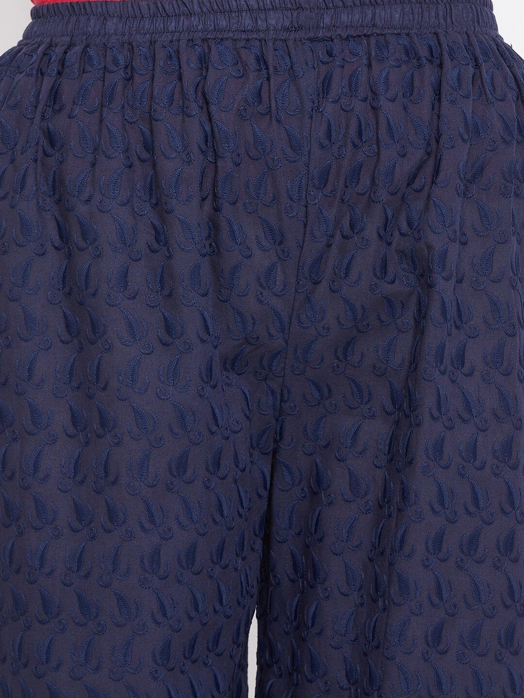 PAVONINE Navy Blue Color Full Chikankari Cotton Fabric Palazzo For Women