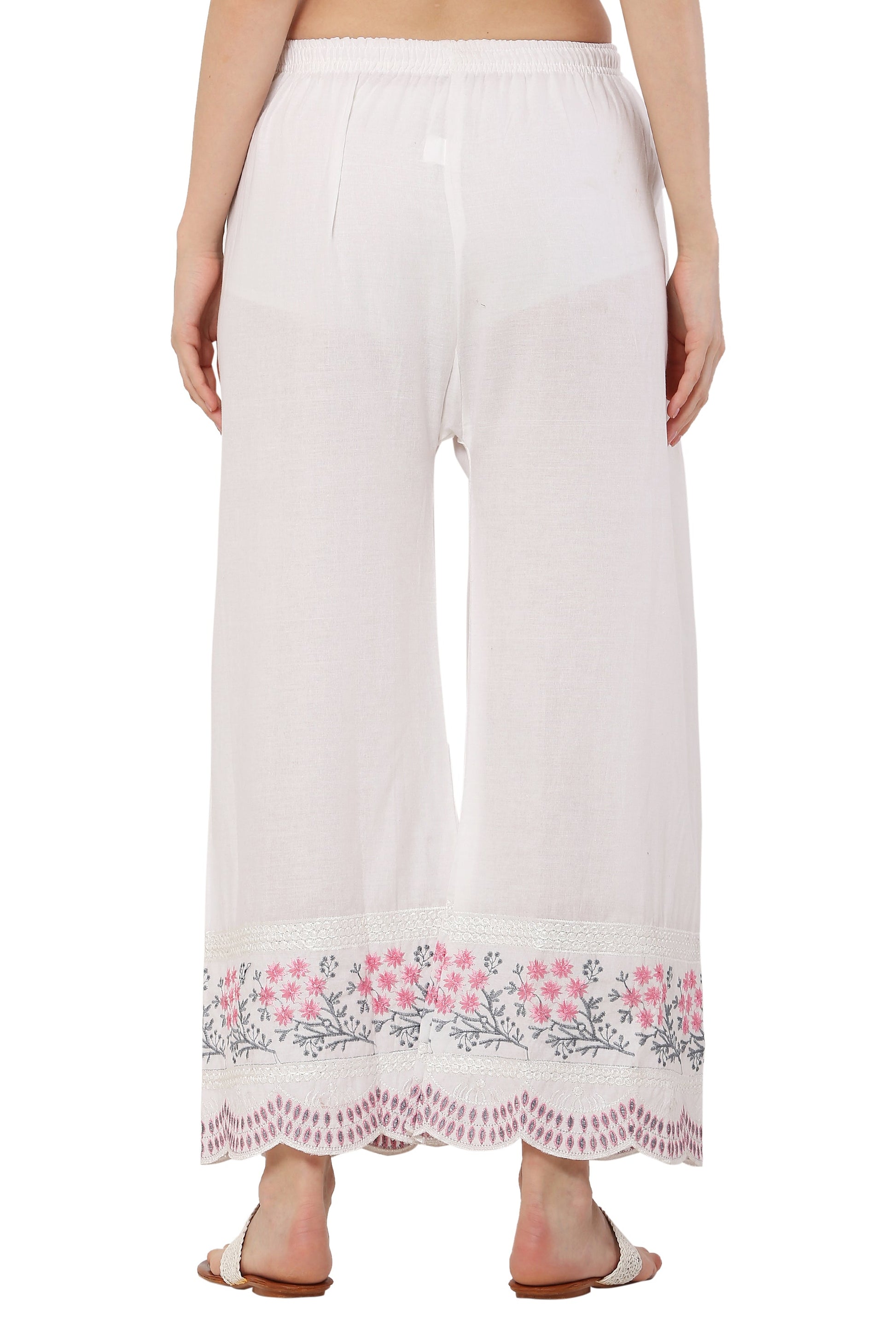 PAVONINE Rani Color Hem Half Chikankari Cotton Fabric Sharara For Women