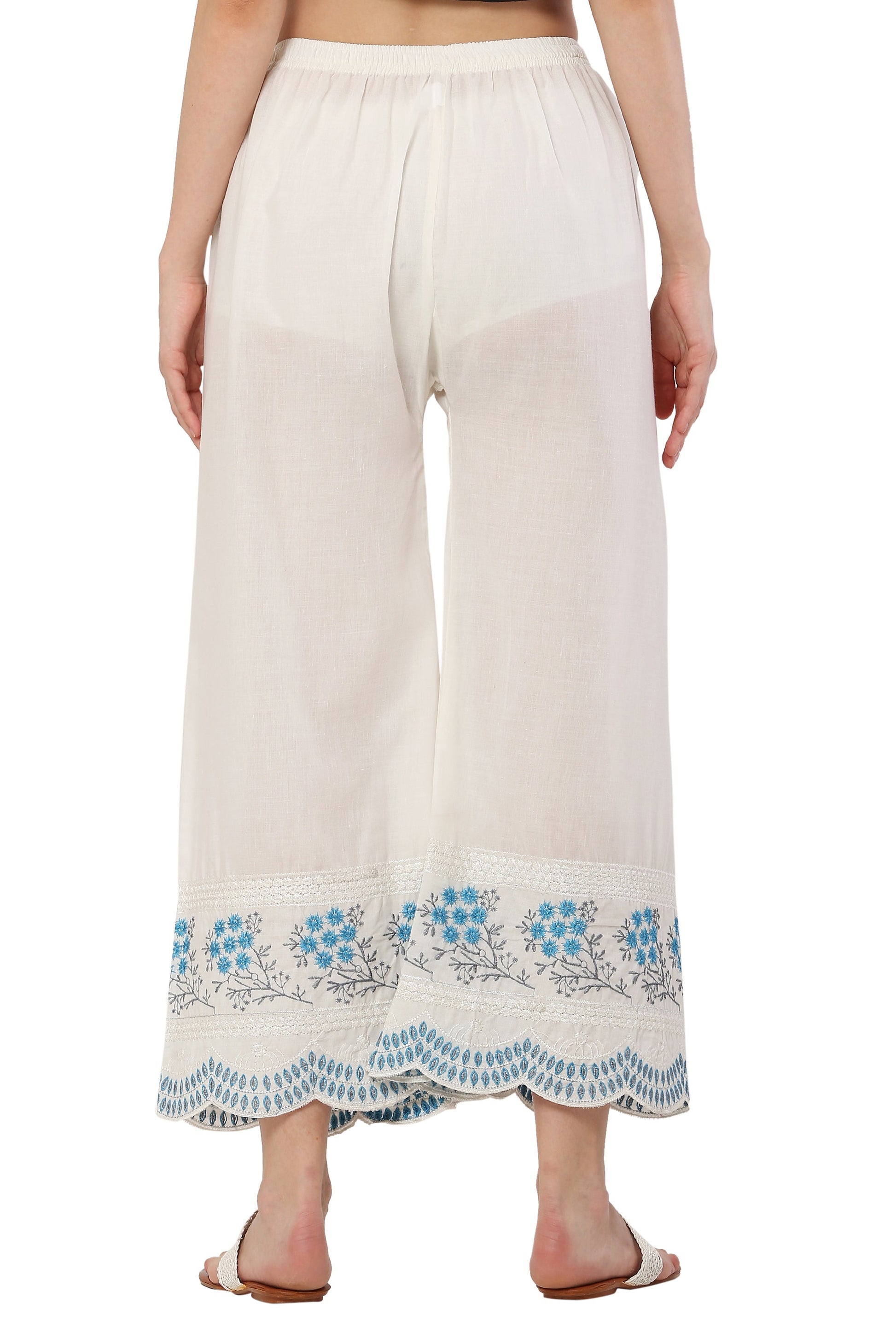 PAVONINE Rama Green Color Hem Half Chikankari Cotton Fabric Sharara For Women