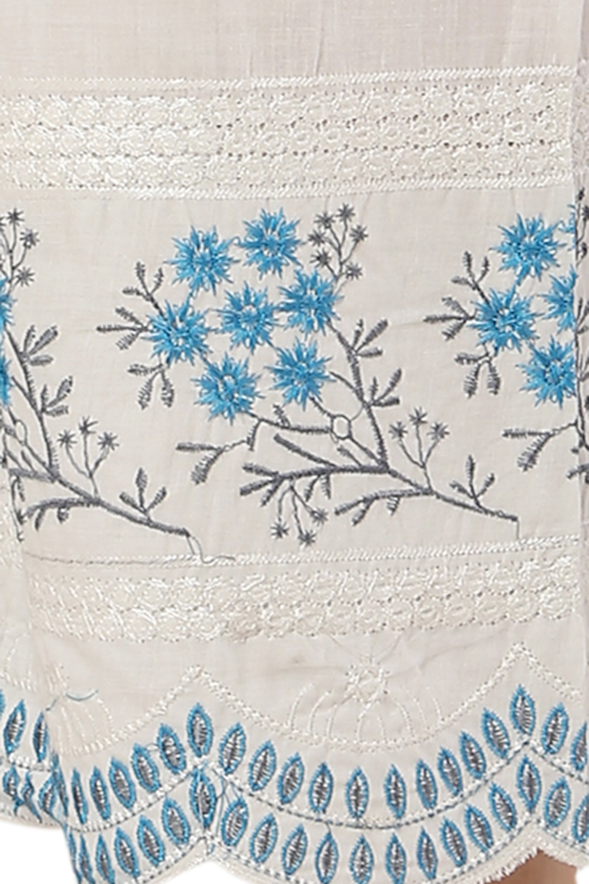 PAVONINE Rama Green Color Hem Half Chikankari Cotton Fabric Sharara For Women