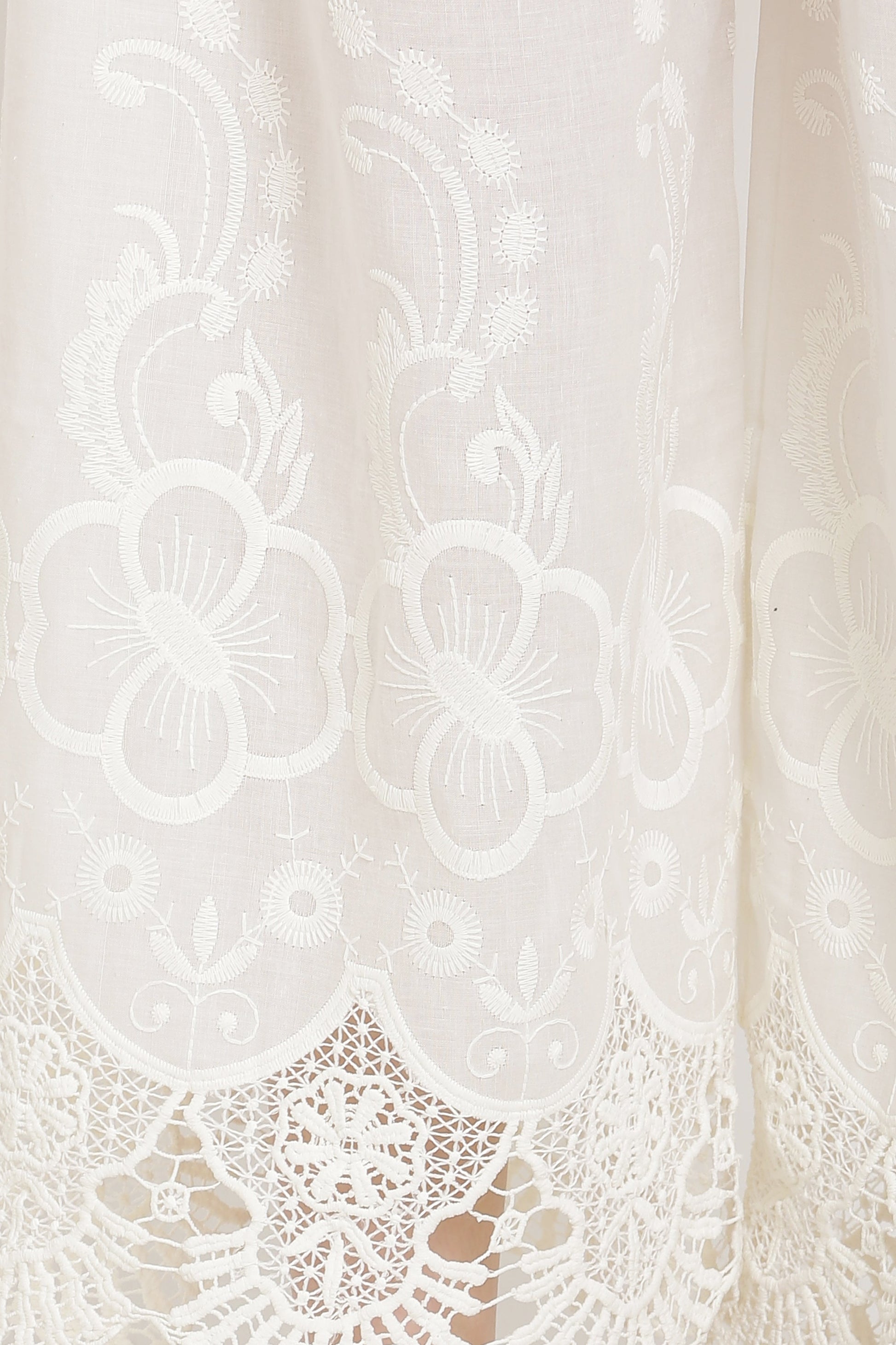 PAVONINE White Color Chikankari Lace Scalloped Hem Cotton Fabric Sharara For Women