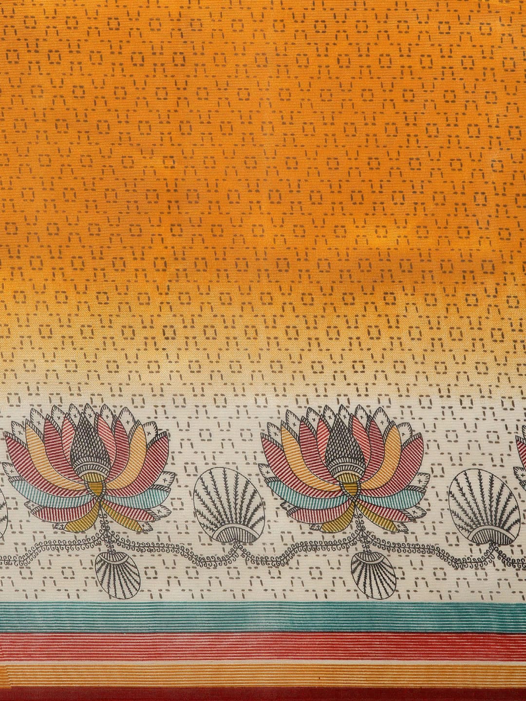 Saree Mall Mustard Yellow Printed Bhagalpuri Saree