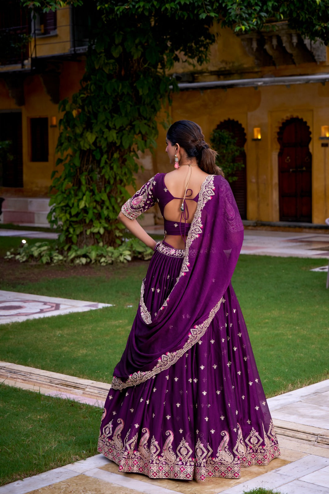 Lorenvalley Fashion Purple Rangoli Crush Sequins and Thread Embroidery Work Lehenga Choli with Dupatta 