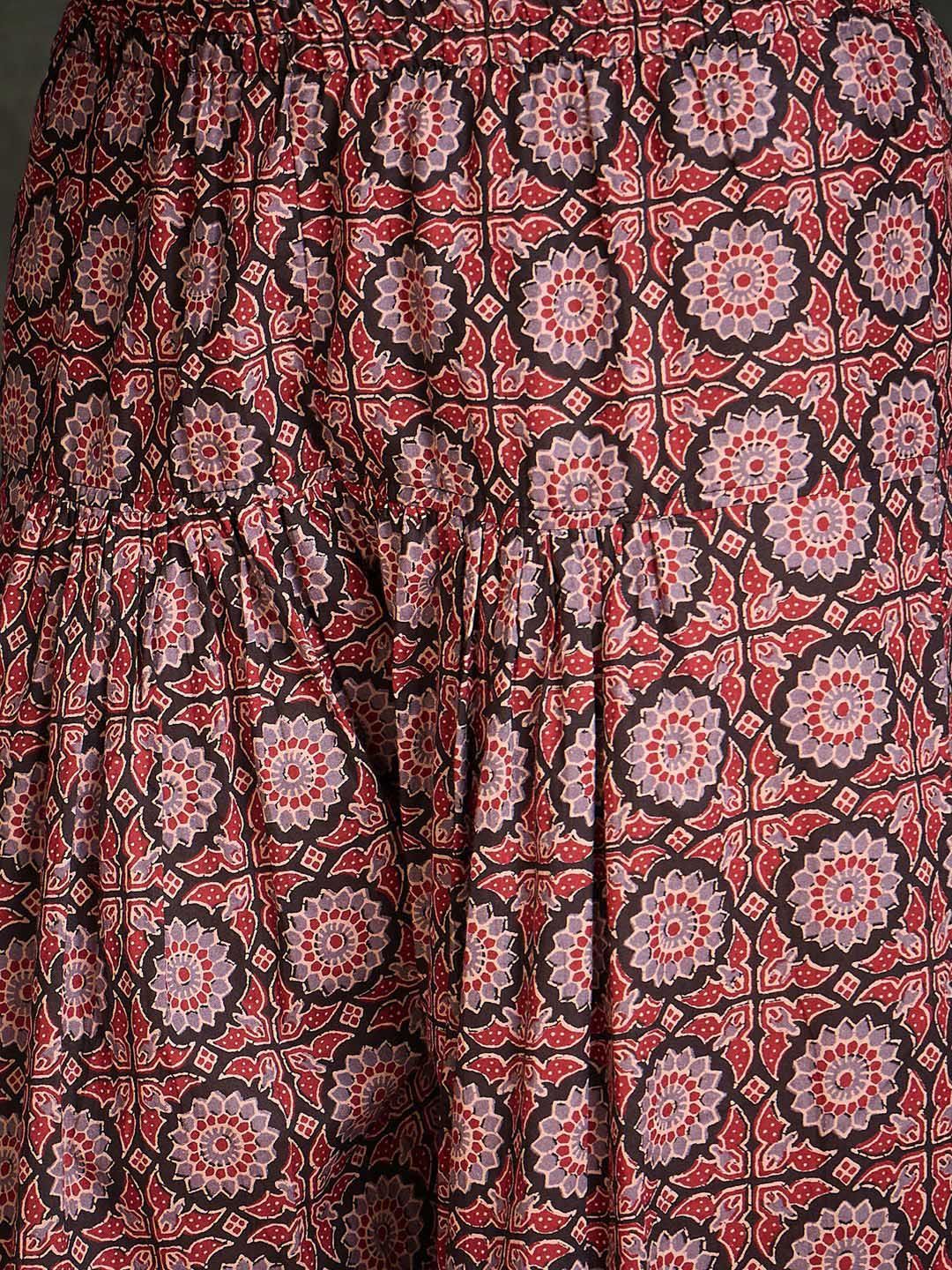 Indo Era Floral Printed V-Neck Pure Cotton Straight Kurta With Salwar