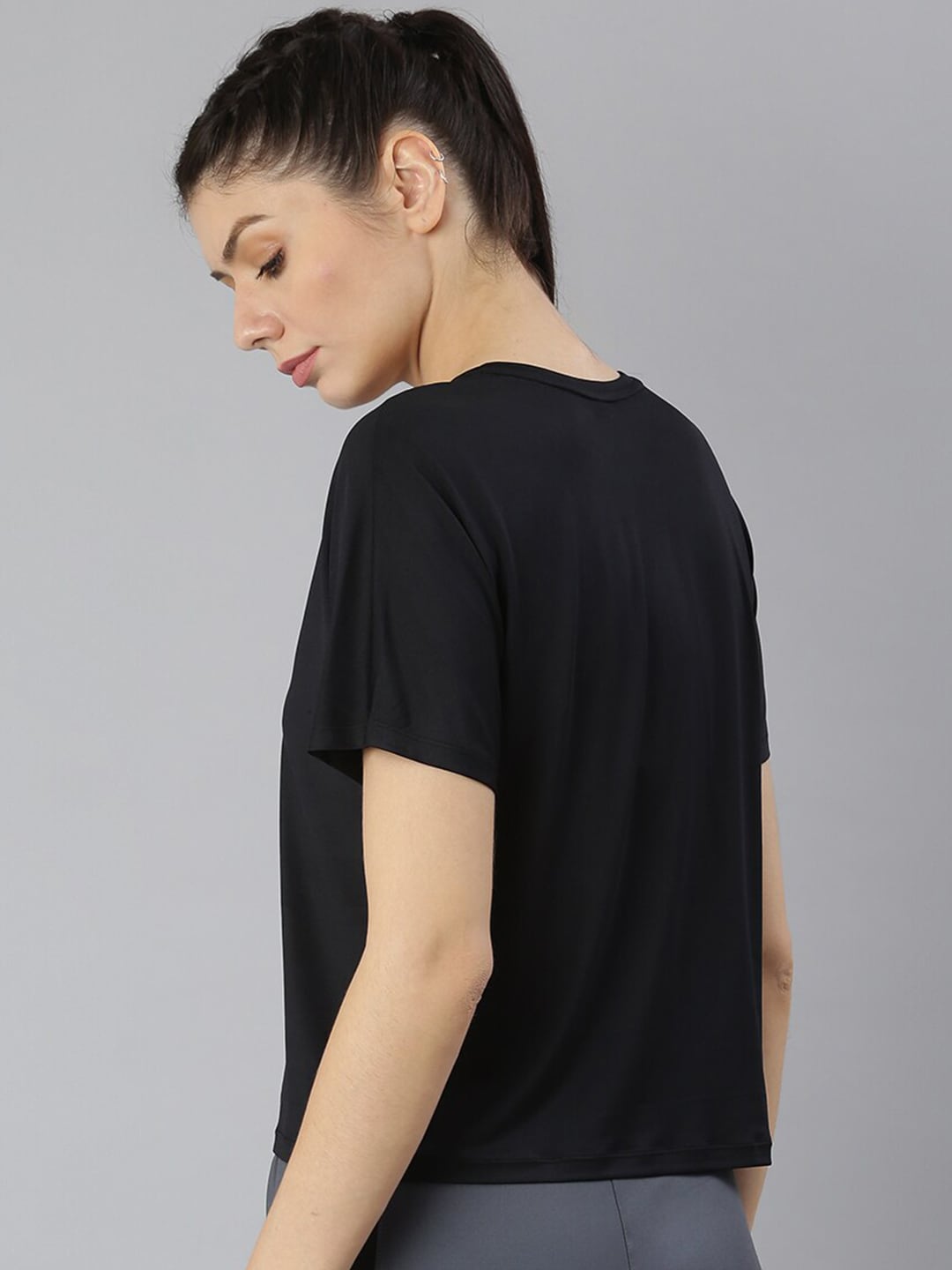 MKH Typography Printed Round Neck Crop Sports T-shirt 