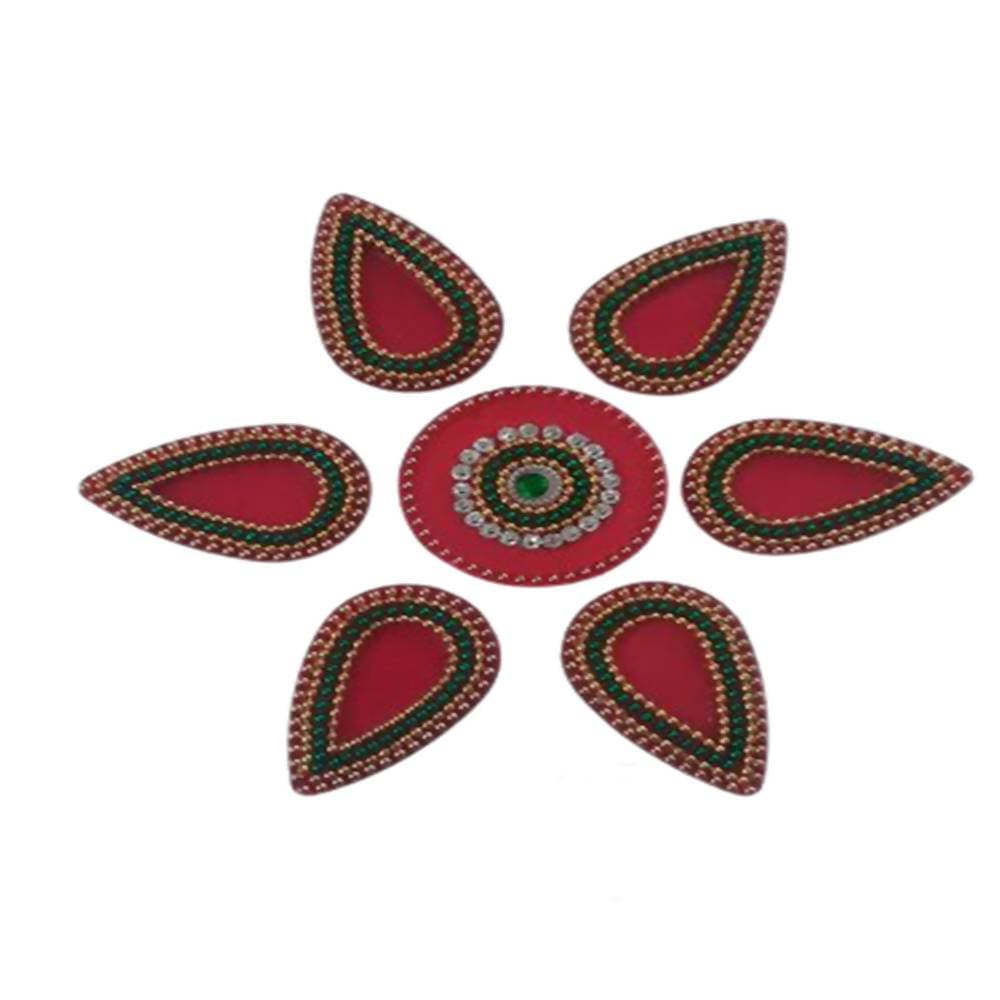 Kundan HandiKrafts Handcrafted Maroon Colour Kundan Rangoli - Grab2buy