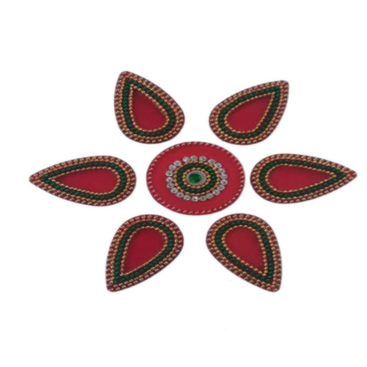 Kundan HandiKrafts Handcrafted Maroon Colour Kundan Rangoli - Grab2buy