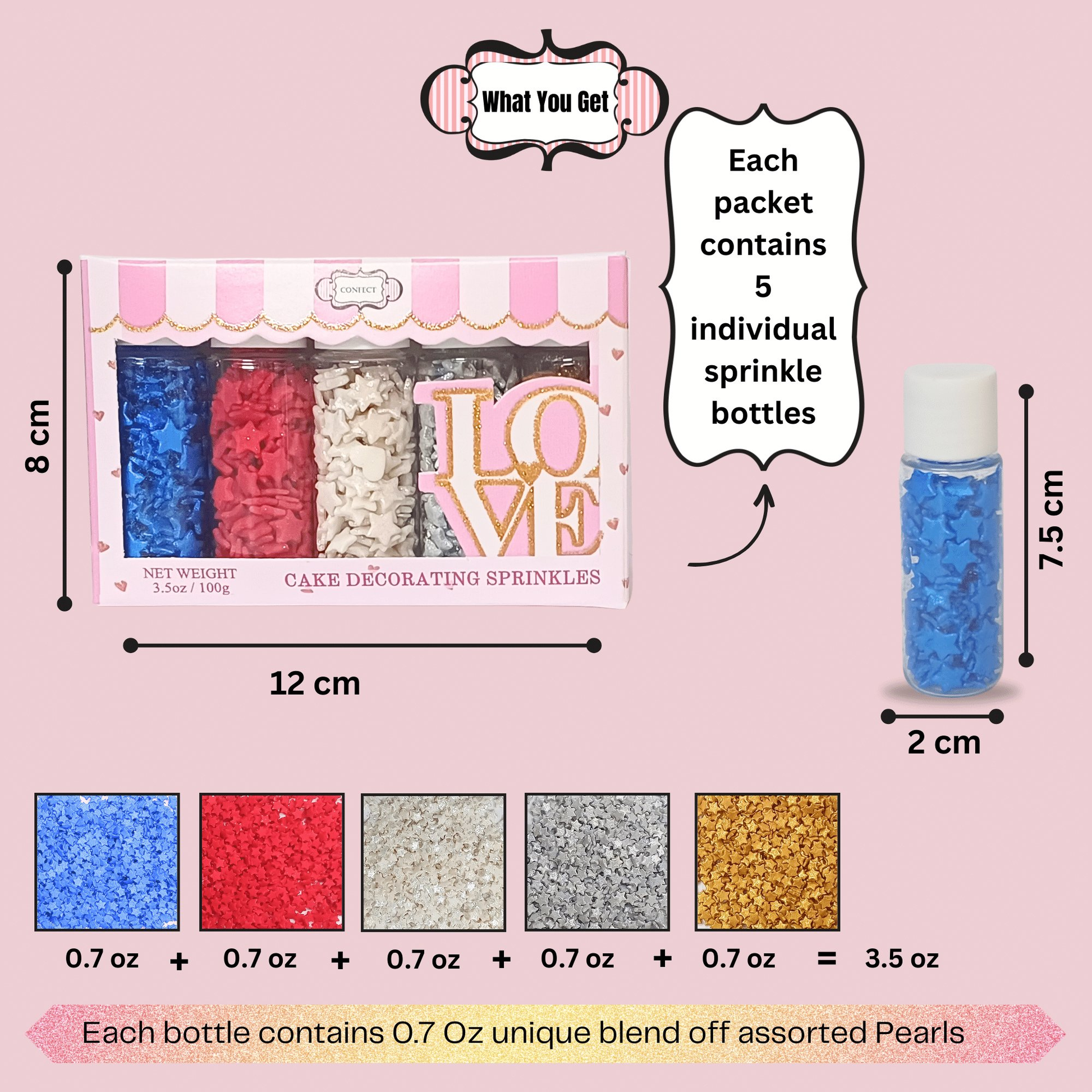 Confect Mix Blue, Red, Silver, White & Gold Patriotic Sprinkles | Mighty Hero Sprinkles