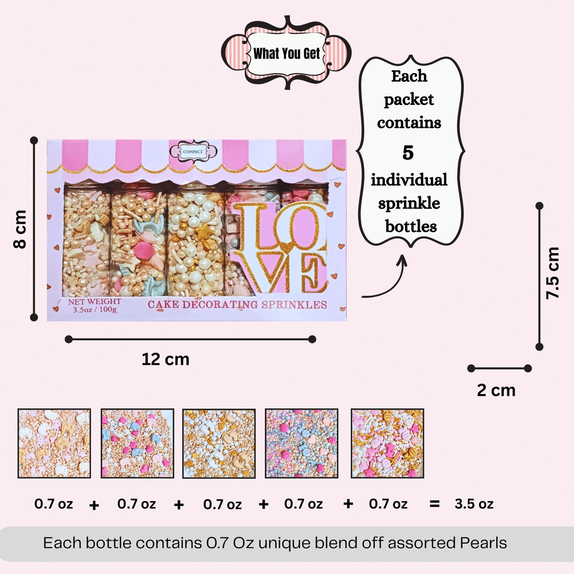 Confect Girls Baby Shower Sprinkles | Mix Heart, Teddy, Baby Feed Bottle & Baby Feet Sprinkles