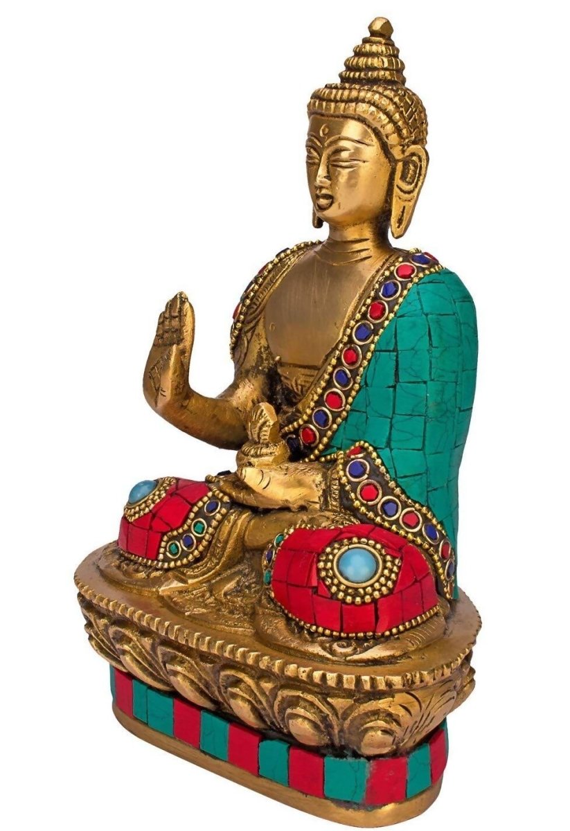 Artvarko Brass Buddha Vitarka Statue Multicolor - Grab2buy