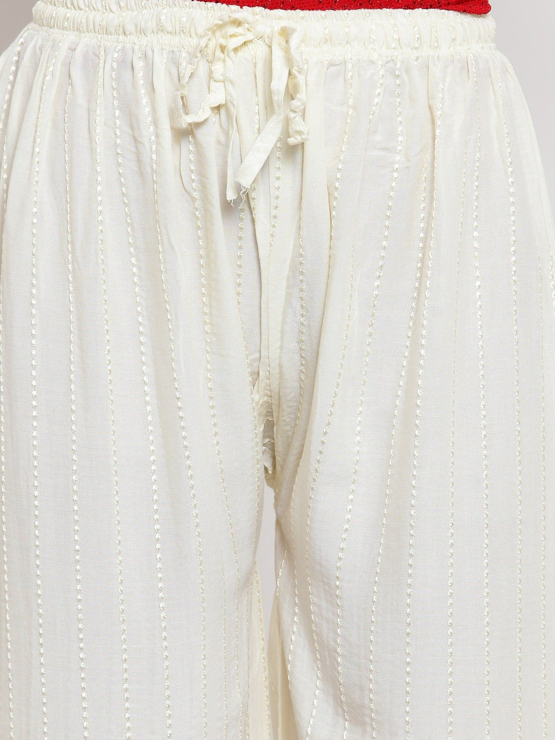 PAVONINE Off-White Color Goti Aari Work Rayon Fabric Sharara For Women