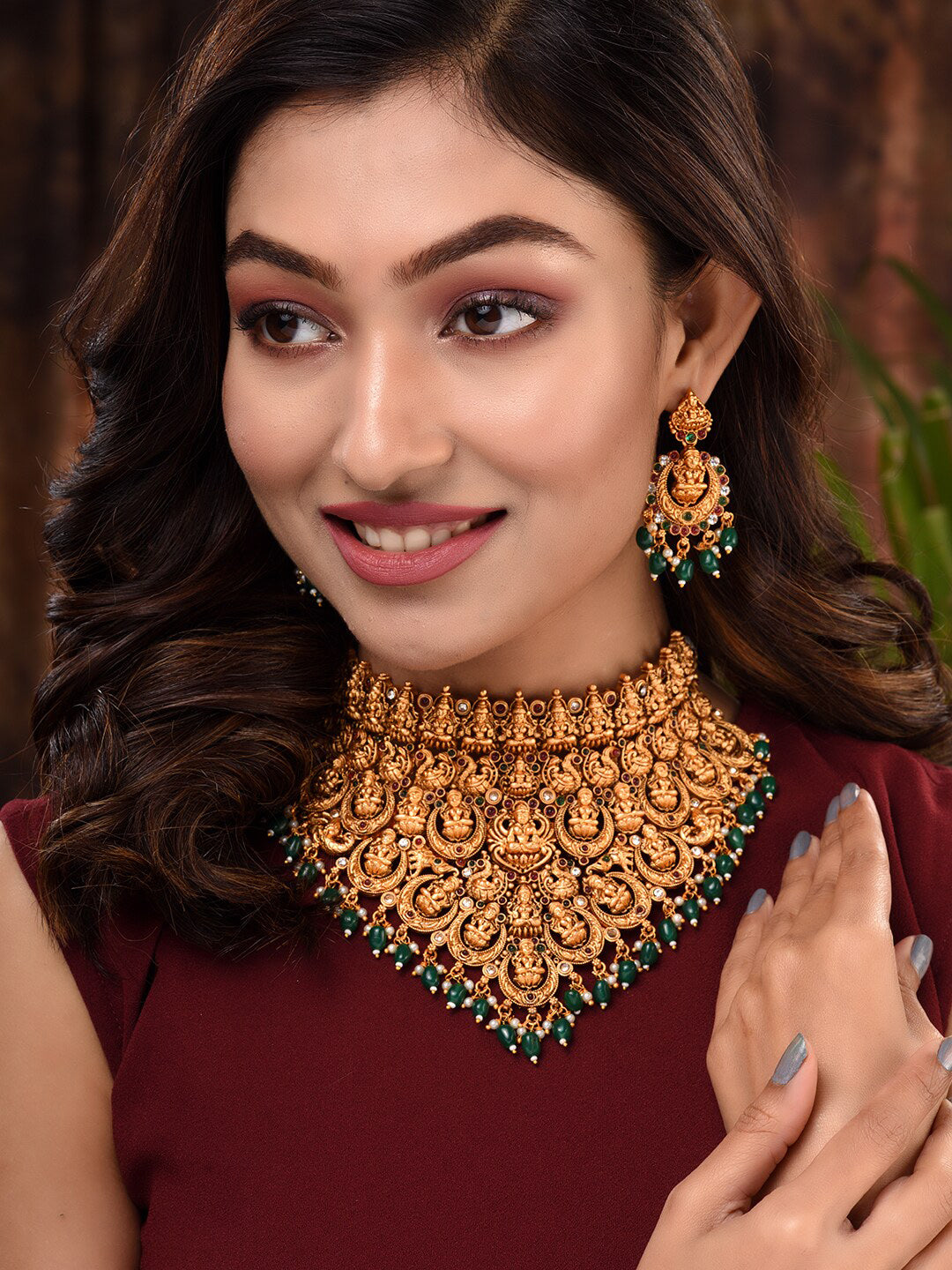 Saraf RS Jewellery Gold-Plated Stone-Studded Jewellery Set - Grab2buy