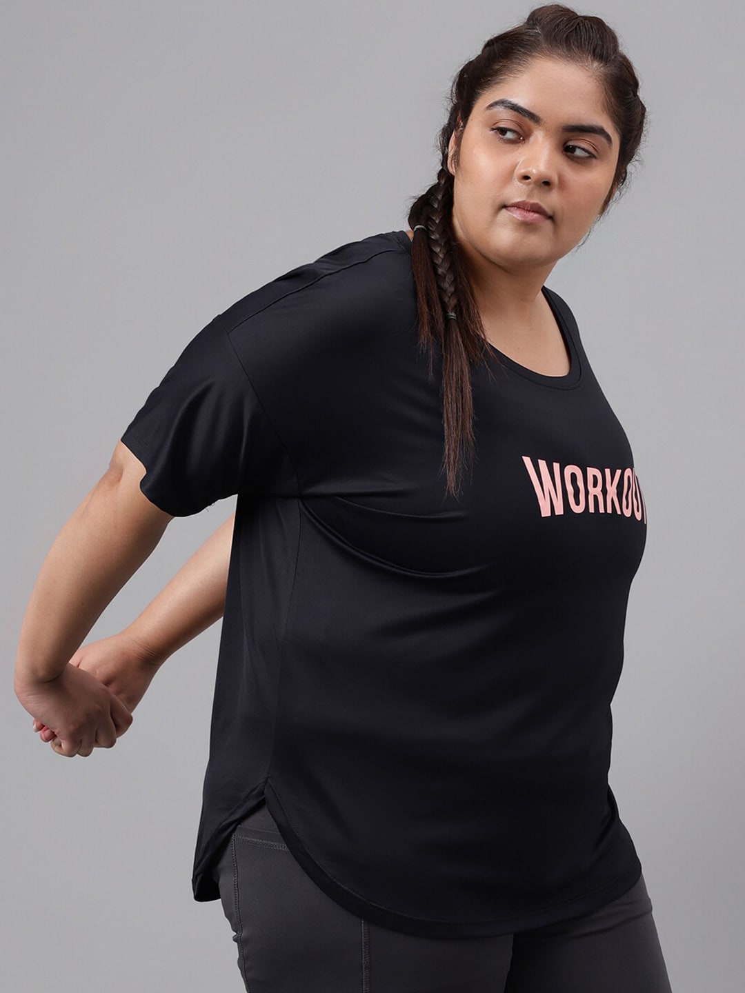 MKH Plus Size Typography Printed Dri-FIT T-shirt 