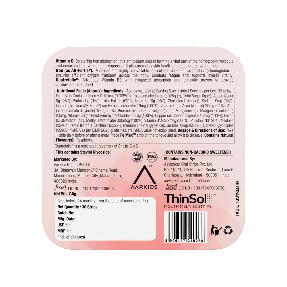 HealthAid Fe Max ThiSolves Oral Strips - Grab2buy