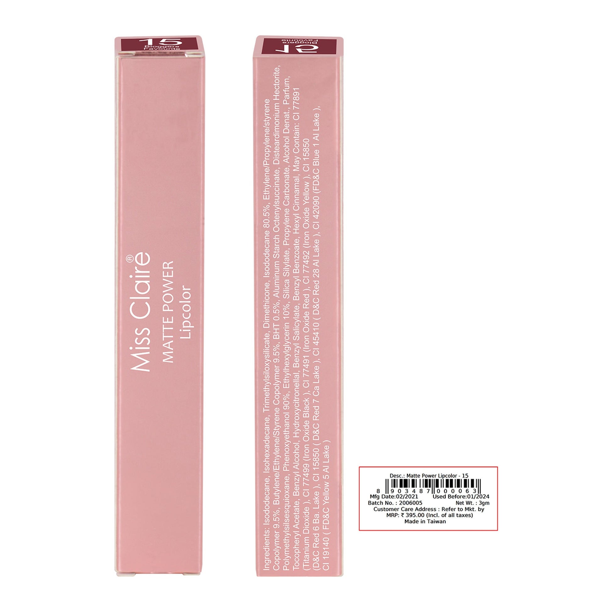 Miss Claire Matte Power Lipcolor - 15-Bloggers Favourite