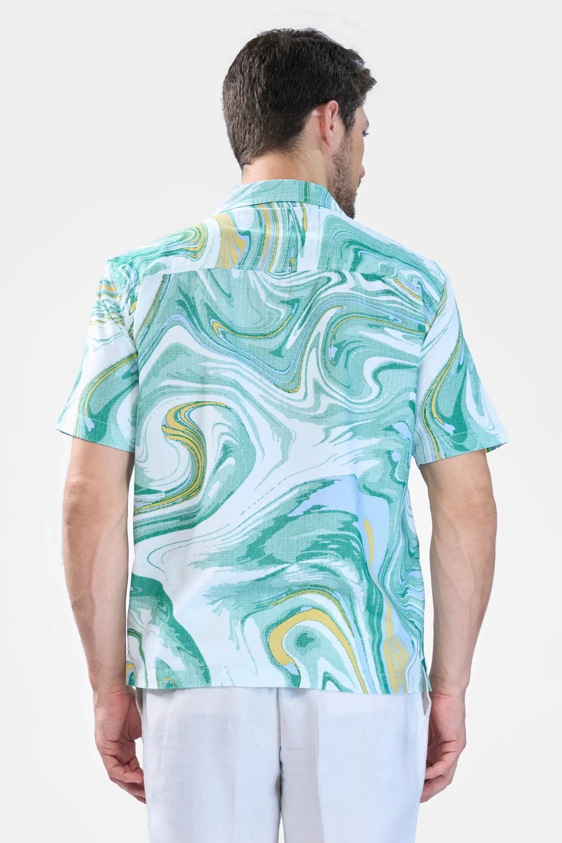 Xkind Green Fine Cord Drop Shoulder Printed Relaxed Fit Shirt  Grab2Buy Xkind Grab2Buy