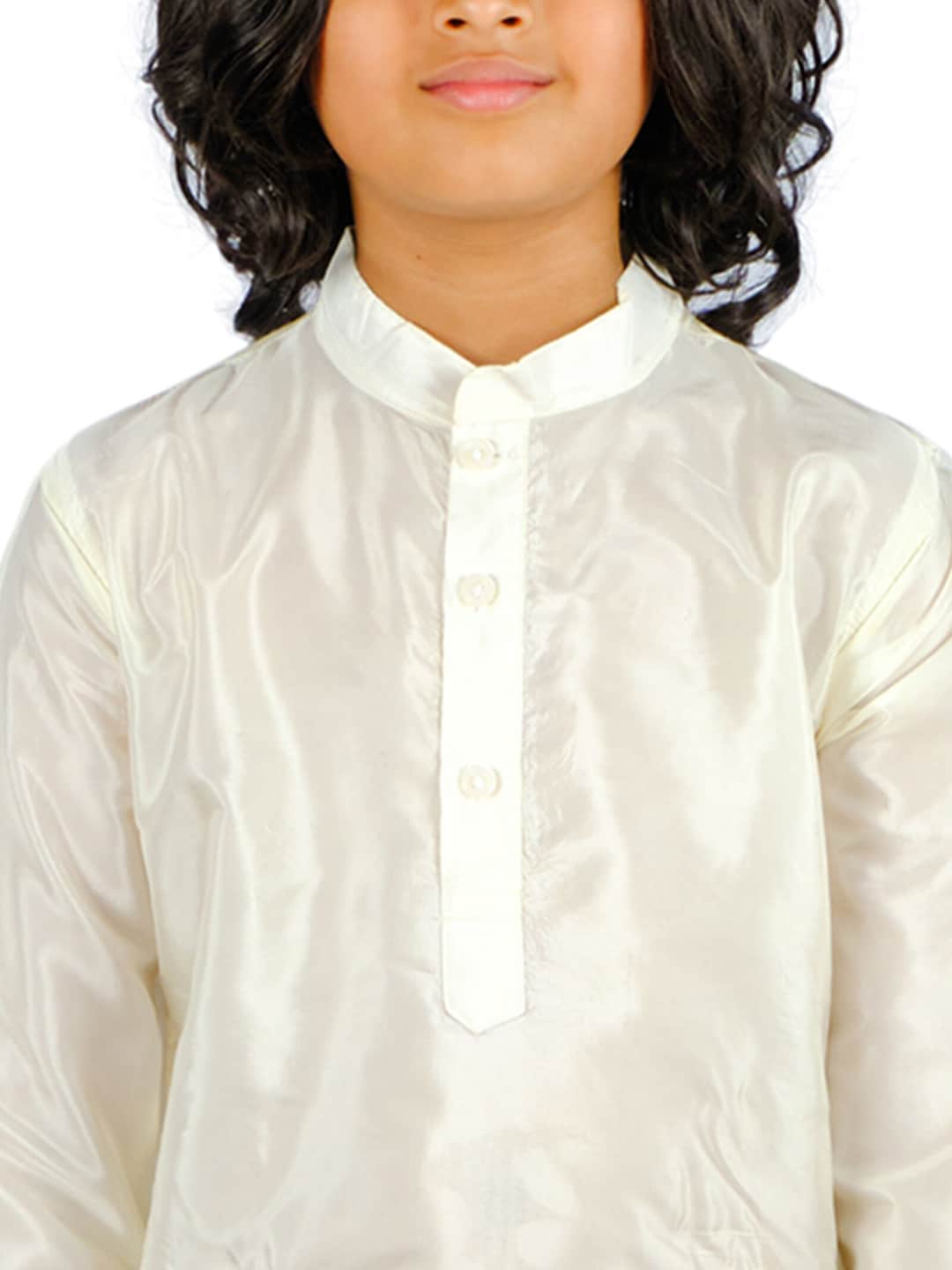 Sethukrishna Boys Cream-Coloured Layered Kurta with Dhoti Pants