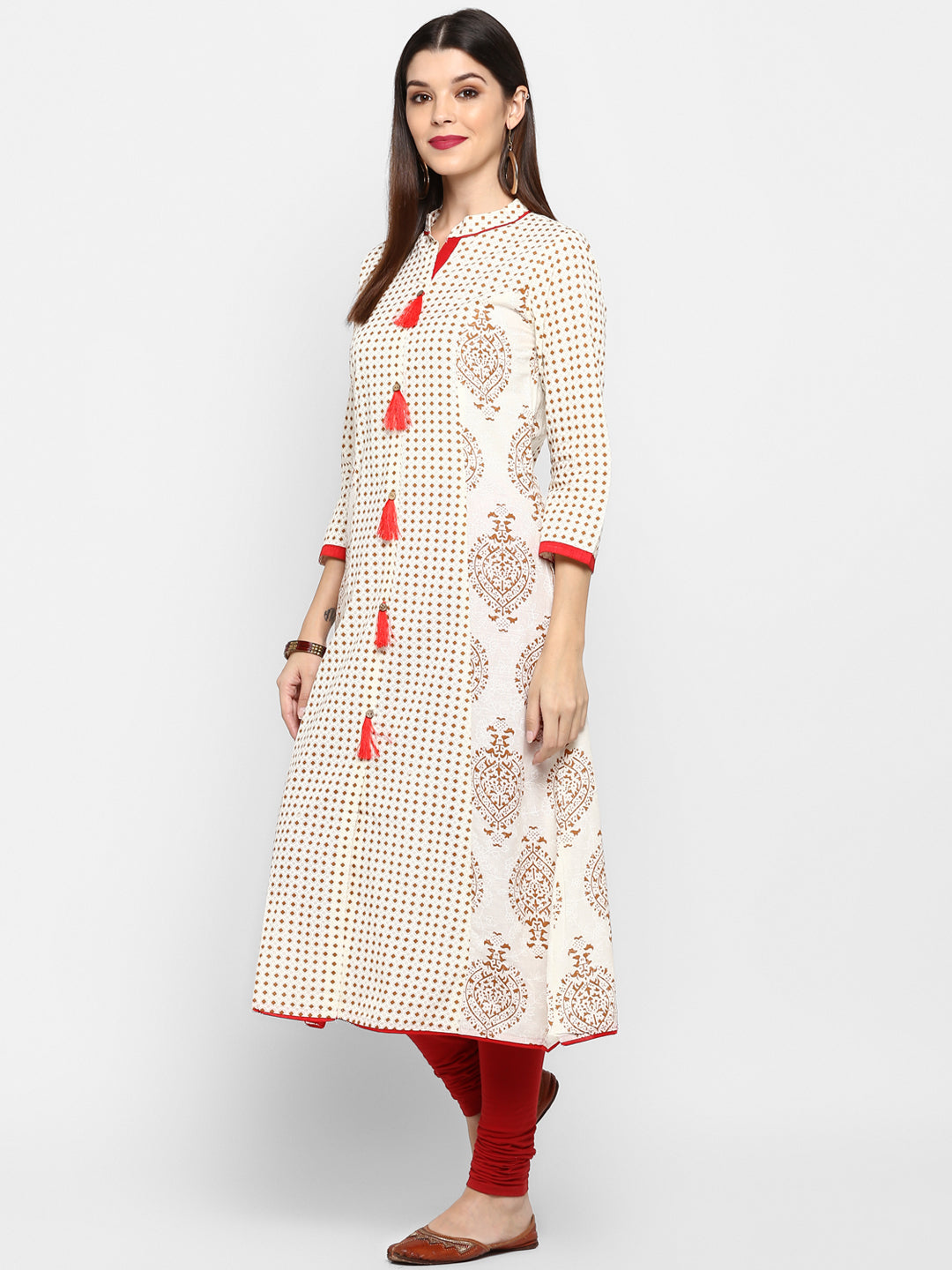 NOZ2TOZ Women's Off-White A-Line Kurta- (1pc set) 