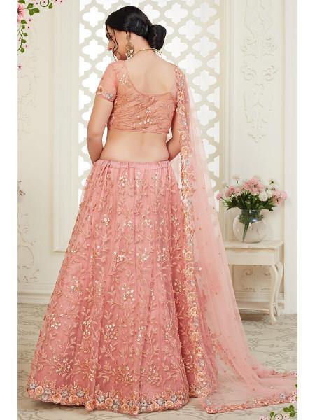Myra Dusty Pink Heavy Embroidered Net Lehenga