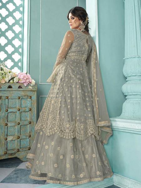 Myra Dusty Grey Beautiful Heavy Embroidered Gharara Suit