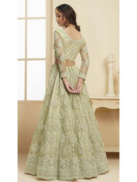 Myra Mint Green Heavy Embroidered Net Bridal Lehenga