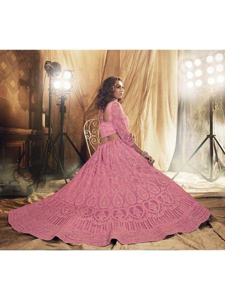 Myra Beautiful Dusty Pink Heavy Embroidered Net Bridal Lehenga