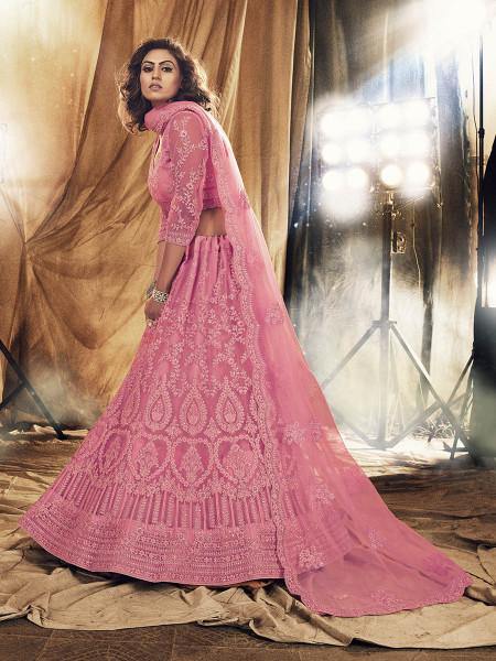 Myra Beautiful Dusty Pink Heavy Embroidered Net Bridal Lehenga
