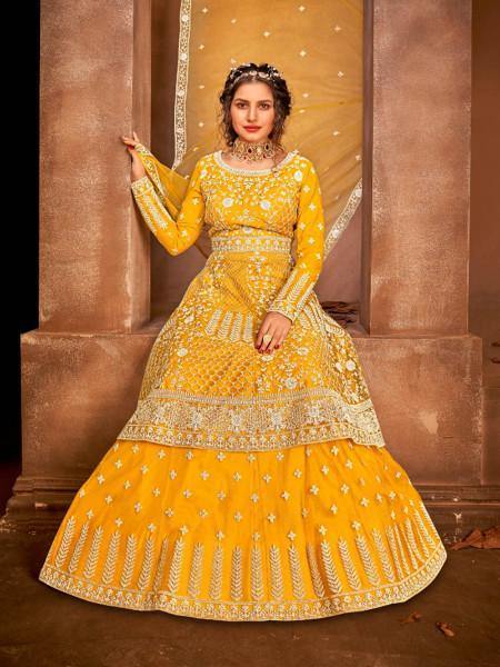 Myra Beautiful Mustard Yellow Heavy Embroidered Gharara Suit
