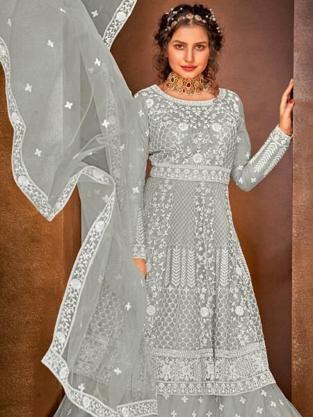 Myra Dusty Grey Heavy Embroidered Gharara Suit