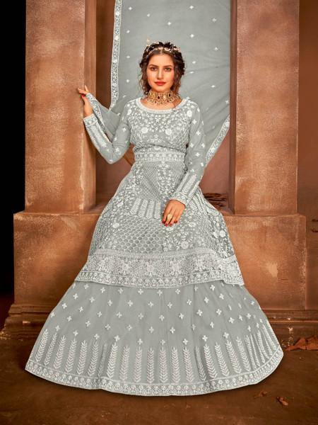 Myra Dusty Grey Heavy Embroidered Gharara Suit