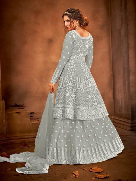 Myra Dusty Grey Heavy Embroidered Gharara Suit
