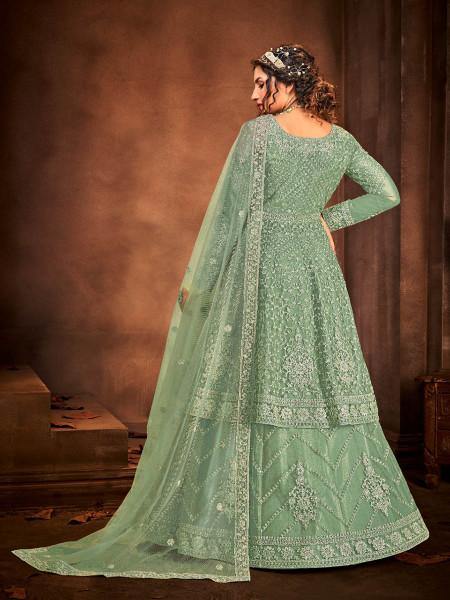 Myra Beautiful Sea Green Heavy Embroidered Gharara Suit
