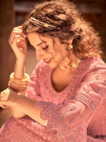 Myra Beautiful Dusty Pink Heavy Embroidered Gharara Suit
