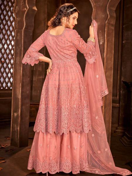 Myra Beautiful Dusty Pink Heavy Embroidered Gharara Suit