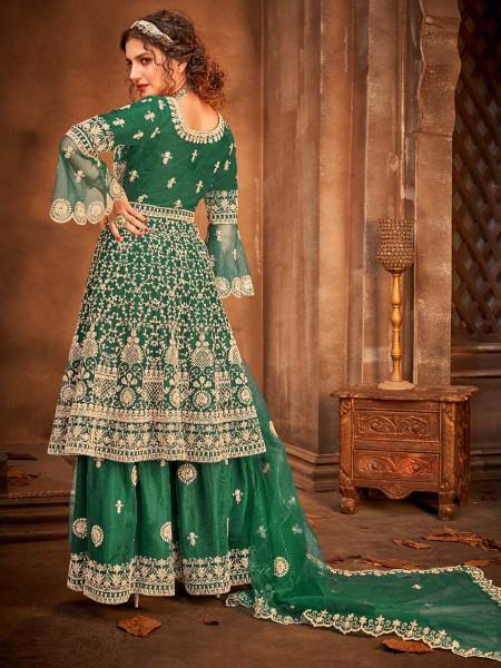 Myra Green Heavy Embroidered Gharara Suit
