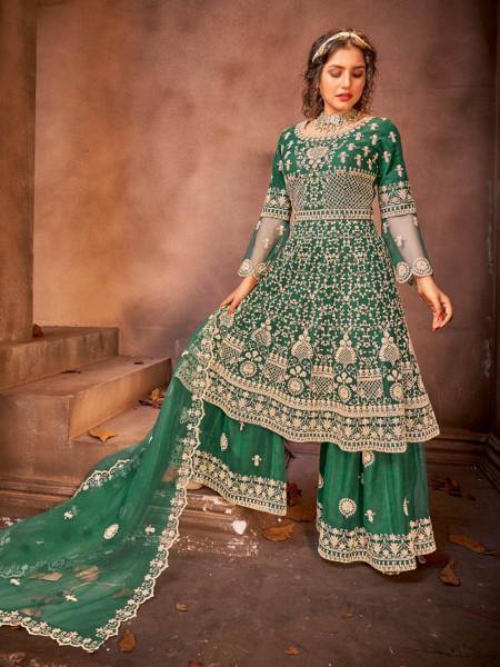 Myra Green Heavy Embroidered Gharara Suit