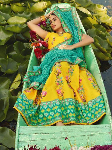 Myra Beautiful Multicolour Silk Muslan Printed Traditional Lehenga Choli