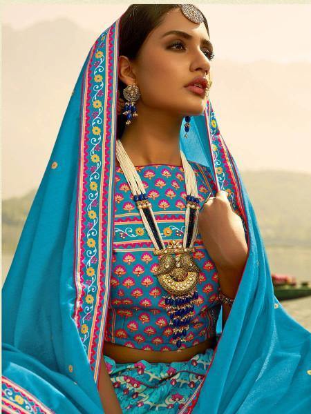 Myra Multicolour Silk Muslan Printed Lehenga Choli