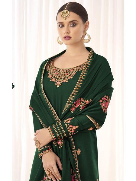 Myra Green Georgette Embroidered Palazzo Suit