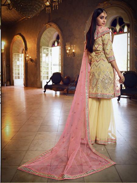 Myra Beige Heavy Embroidered Gharara Suit