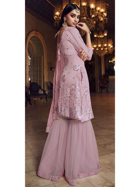Myra Baby Pink Heavy Embroidered Gharara Suit