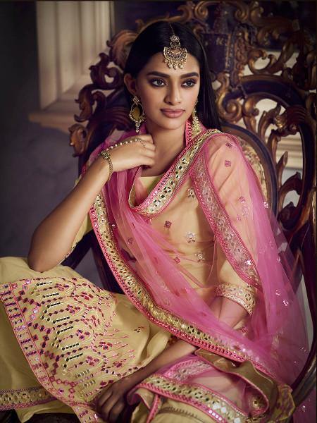 Myra Beige Heavy Beautiful Embroidered Gharara Suit