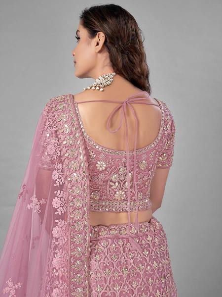 Myra Bridal Lehenga in Pink Heavy Embroidered Soft Net