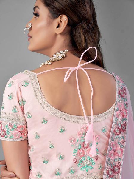 Myra Beautiful Pink Heavy Embroidered Soft Net Bridal Lehenga