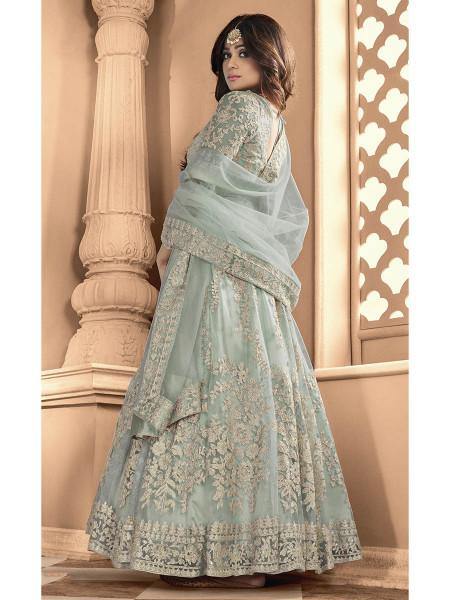 Myra Dusty Sea Blue Heavy Embroidered Anarkali Suit 